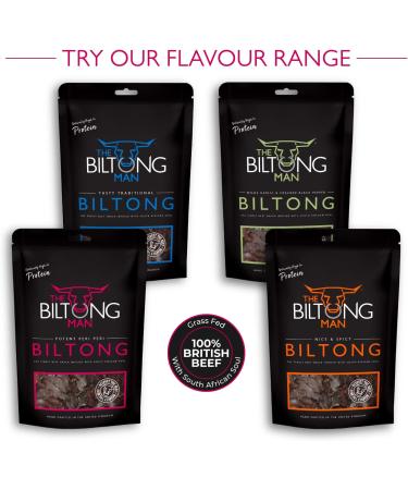 Biltong Man Peri-Peri Beef Biltong 500g Pack - Healthy High Protein Dried Chilli Beef Snack - Buy Online on GoSupps.com