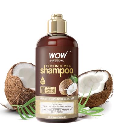 WOW Skin Science Nourishing Coconut Milk Shampoo - Hair Growth Shampoo - Coconut Oil Milk Shampoo - Curly Hair Shampoo & Wavy Hair Shampoo for Men & Women - Hydrating Shampoo No Sulfates No Parabens 16.91 Fl Oz (Pack of ...