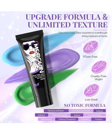 Morovan Poly Gel Starter Set - 8 Colors Nail Kit with UV Lamp & 48 Glitter | DIY Nail Art - Buy Online on GoSupps.com
