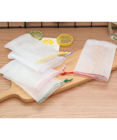 10 PCS Exfoliating Mesh Soap Pouch Bubble Foam Double Layer Net Soap Sack Saver Pouch Drawstring Holder Bags (Color Random)