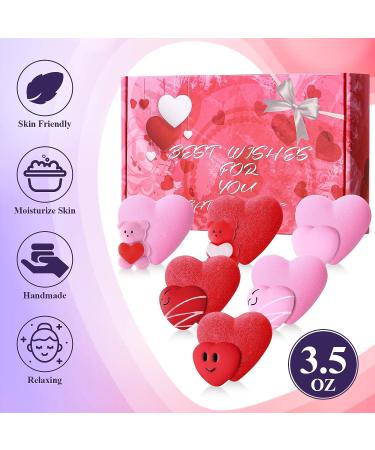 Valentine Bath Bomb Gift Set - 6 Heart Shape Bath Bombs with Surprise Toys | Bubble Bath Fizz Balls for Shower | Perfect Valentine's Day Party Favor - Buy Online on GoSupps.com