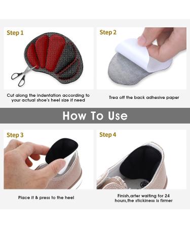Molain Heel Cushion Inserts - Set of 4 Pairs for Loose Shoes, Anti-Slip Grips, Blister Prevention - Black/Beige/Grey - Buy Online on GoSupps.com