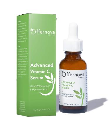 Organic Vitamin C Serum - 20% Vit C and Hyaluronic Acid Anti Aging Serum for Face Eyes and Neck. Enhanced Absorption Dark Spot Corrector for Youthful Looking Skin 1 oz