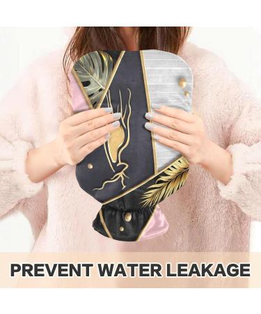 NAANLE Hot Water Bottle with Palm Leaf Cover | 1L Transparent Heat Bottle for Back Pain Relief & Cold Therapy - Hand & Foot Warmer - Buy Online on GoSupps.com