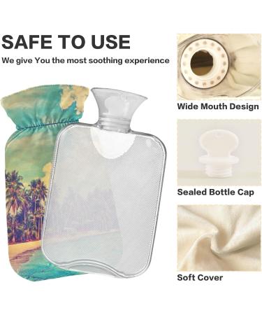 NAANLE 2L Transparent Hot Water Bottle - Tropical Beach Design for Menstrual Cramps Pain Relief & Heat Therapy - Buy Online on GoSupps.com