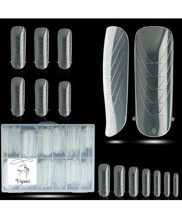 VNJAOI 130 POLY POLY BREATING GEL Dual-nail shapes Nail shapes with scale designer coffin nail for gel manicure nail art design salon diy at home (long round head dual Nail Forms Set) Mold-4