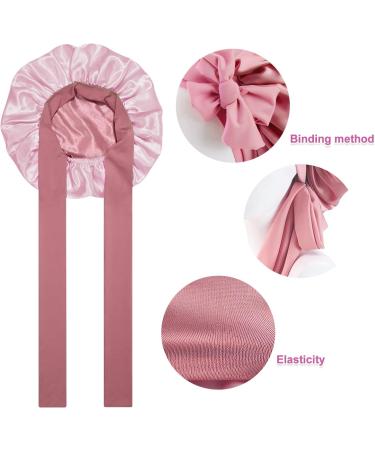 Double-Sided Silk Sleeping Cap | Tundwhite Satin Bonnet for Curly & Long Hair - Adjustable Breathable Hood (Pink) - Perfect Nightwear for Women - Buy Online on GoSupps.com