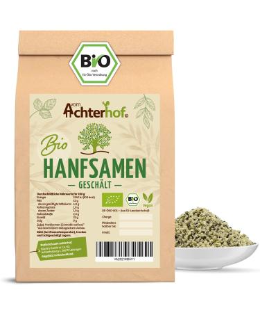 Hemp seeds peeled organic 250g |nutty taste |protein -containing Hemp Seeds |Hemnuts from controlled organic cultivation |Bio -bay seeds for cooking baking and pure snacks |From the Achterhof 250 g (1 Pack)