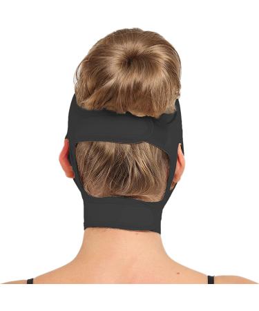 Neck Chin Compression Garment Strap Bandage | Face Slimmer Double Chin Wrap Black - Buy Online on GoSupps.com
