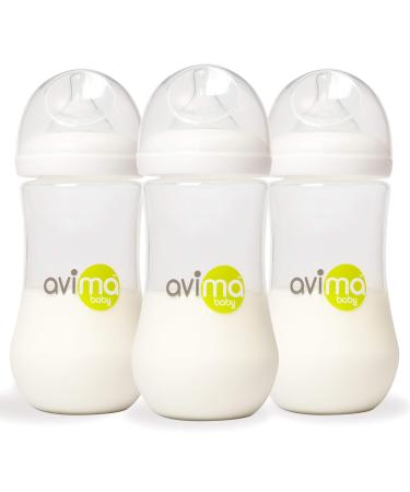 Avima 12 oz Anti Colic Infant Bottles BPA Free Wide Neck with Fast Flow Nipples (Set of 3) 12 Ounce - 3 Pack