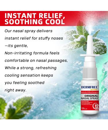 DERMFREE Nasal Spray Decongestant 12 Hour Over-The-Counter Medication Nose Spray for Sinus Relief Nasal Decongestants for Adults & Children 6+ Sinus Congestion Cooling Menthol 1.05 Fl Oz - Buy Online on GoSupps.com