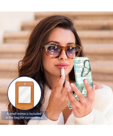Vintage Butterfly Leather Lipstick Case & Organizer with Mirror | Mini Lip Gloss Holder for Travel - E848o6vvoc - Buy Online on GoSupps.com