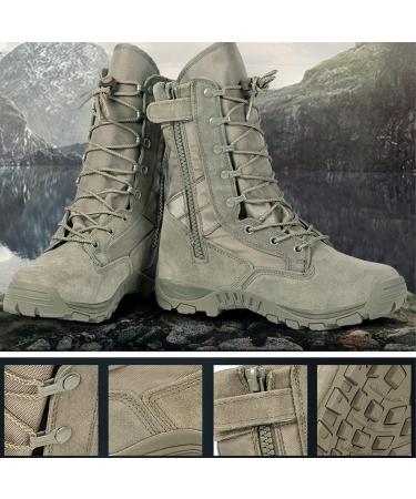 MUTERUN Men's 8-Inch Tactical Military Combat Boots - Green, Size 7.5 - Buy Online on GoSupps.com