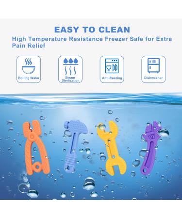 Silicone Baby Teether Set - 4 Pack | BPA-Free Molar Teething Toys for Babies 3 Months+ | Freezer Safe to Soothe Sore Gums - Buy Online on GoSupps.com