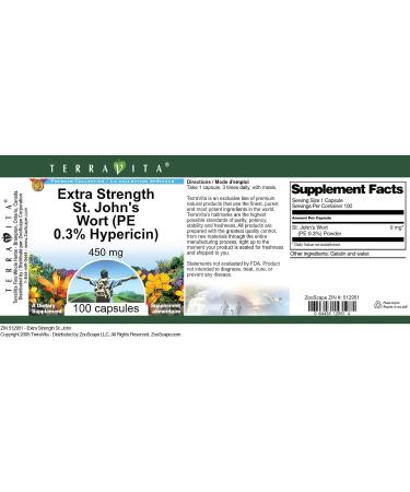 Extra Strength St. John's Wort (PE 0.3% Hypericin) - 450 mg (100 Capsules ZIN: 512951) - 3 Pack - Buy Online on GoSupps.com