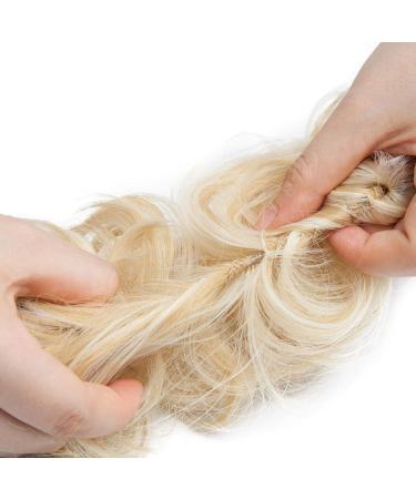 Scrunchy Bun Updo Hairpiece | Wavy Curly Messy Hair Bun Extension | Gold Blonde Mix Bleach Blonde Chignon - Buy Online on GoSupps.com