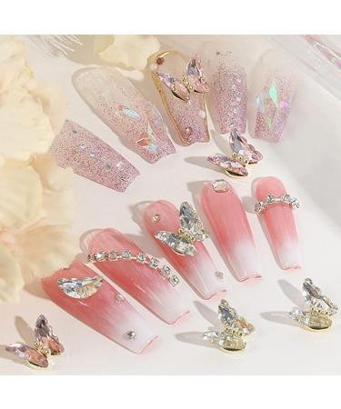 FEIlei 5 Nail Art Charms Glass Nail Rhinestones Alloy Butterfly-Nail Crystals Diamonds - Buy Online on GoSupps.com