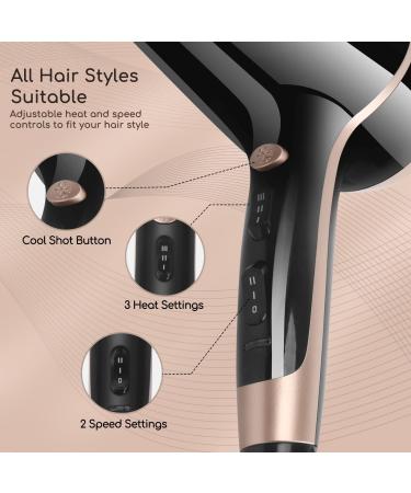 Aigostar Professional Ionic Hair Dryer 2400W Negative Ion Hairdryer with Diffuser and Concentrator 3 Heating 2 Speed Settings Cool Shot Button Fast Drying Blow Dryer - Lora 32YWY - Buy Online on GoSupps.com