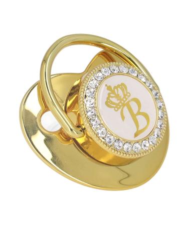 Baby Pacifier Exquisite Rhinestone Fashionable Letter Pacifier Alloy with Chain Clip for Home Travel (Letter b)