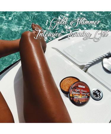 Gold Shimmer Intensive Tanning Gel - Ultra Dark Tanning Butter & Oil for Outdoor Sun - 200g Mango Scented SPF0 | Perfect Tanning Balm for Beach Use - Buy Online on GoSupps.com