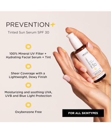 IMAGE Skincare PREVENTION+ Sun Serum SPF 30 - Mineral Sunscreen for Face Non-Comedogenic Travel Size Wear Under Makeup - 1.0 oz - Buy Online on GoSupps.com