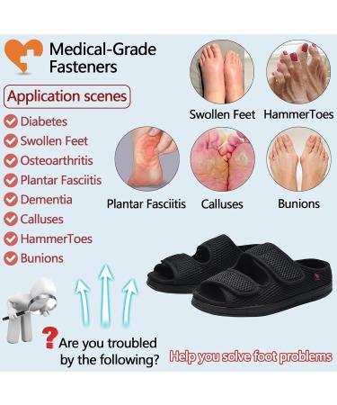 Buy Women s Diabetic Shoes | Extra Wide Open Toe Sandals for Comfort & Support - Adjustable Magic Stickers for Swollen Arthritic and Deformed Feet - Black Size 9 Men - Buy Online on GoSupps.com