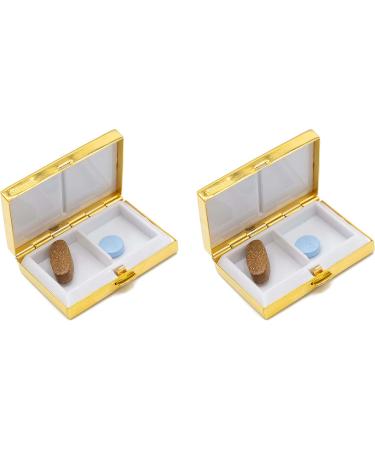 Set of 2 Rectangular Pocket Purse Pill Boxes & Organizers - Gold with Silver Star - Dual Compartment for Travel & Home - Buy Online on GoSupps.com