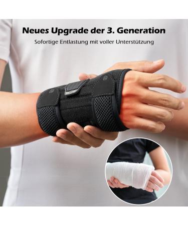 Freeetoo Wristwear - Comfortable Carpal Tunnel & Tendinitis Support for Women & Men | Soft Upholstery 3 Metal Rails L/XL (19-26 cm) - Right-Wing Black - Buy Online on GoSupps.com