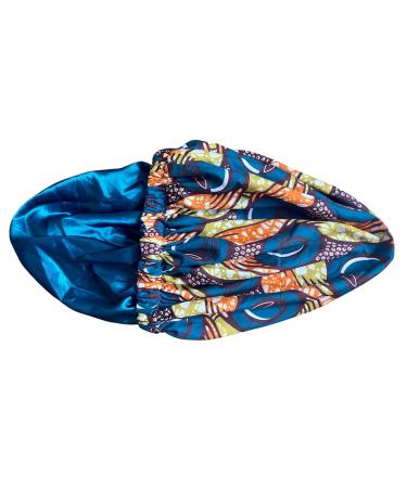 Melanin Crown Silk Hair Wrap for Sleeping - Premium Satin Bonnet for Curly Hair | Protects Against Breakage | Beautiful Teal Design - Buy Online on GoSupps.com