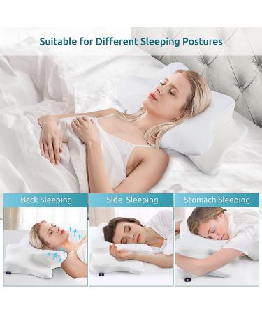 DONAMA Cervical Pillow - Memory Foam Orthopedic Neck Support for Pain Relief | Ergonomic Contour Pillow for Side, Back, Stomach Sleepers - Breathable Pillowcase - Pure White - Buy Online on GoSupps.com