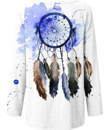 Women's Plus Size Dream Catcher Feathers Tunic Top - Blue, Small - Buy Online on GoSupps.com