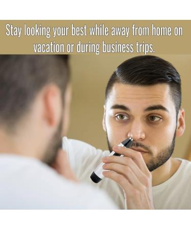 Stainless Steel Ear & Nose Hair Trimmer - Dual Blade Cordless Grooming Clipper for Men & Women - Lightweight & Skin-Safe Travel Essential - Buy Online on GoSupps.com