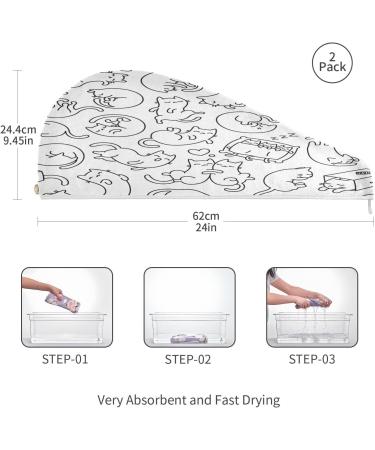 Sleepy Cat Dry Hair Cap - 2 Piece Quick Drying Towel Set with Button Headband | Super Absorbent & Soft Comfort for All Hair Types - International Shipping Available - Buy Online on GoSupps.com