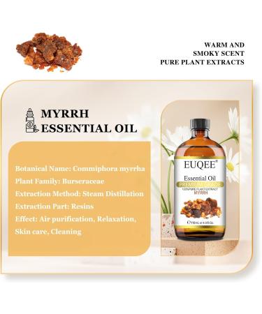 EUQEE Myrrh Essential Oil 118ml Pure Myrrh Oil Natural Aromatherapy Essential Oil Diffuser Oil Essential Oils for Diffusers for Home Relax Myrrh 118 ml (Pack of 1) - Buy Online on GoSupps.com