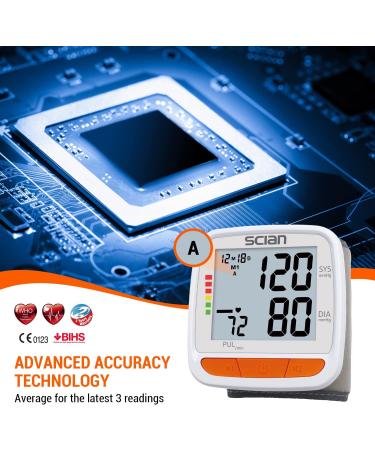 Scian Automatic Wrist Blood Pressure Monitor | Large LCD Display, Adjustable Cuff | 2 Users, 180 Memory | Home Use - White - Buy Online on GoSupps.com