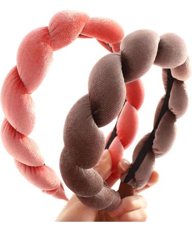 amangul Braid Headband VelvetHeadband Sponge Headband Hair Hoop Spa Headband Wash Face Skincare Headband Makeup YogaSweatband(Coffee) - Buy Online on GoSupps.com