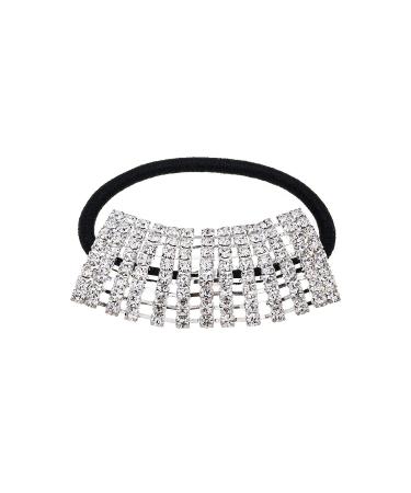 Xiwstar Rhinestone Crystal Hair Bands - 2pcs Silver/Gold Elastic Ponytail Holder Ties for Women and Girls - Buy Online on GoSupps.com