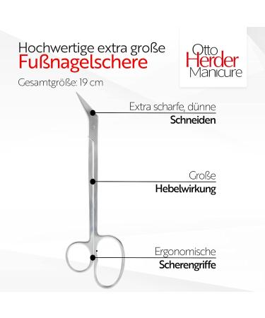 Otto Herder Foot Nail Scissors for Seniors - 19 cm Stainless Steel Nail Cutter with Micro Toothing - Extra Long and Ergonomic Design - Buy Online on GoSupps.com