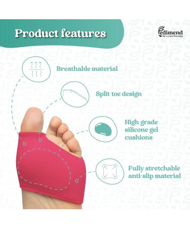 Pedimend Metatarsal Pads - Gel Sleeves Cushions for Ball of Foot Pain Relief - Pink Large (UK 6-11) - Buy Online on GoSupps.com