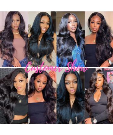 22 Inch Body Wave Lace Front Wig 180% Density | Natural Black Human Hair Wigs for Black Women | Pre Plucked with Baby Hair | HD Lace Front Wig - Buy Online on GoSupps.com