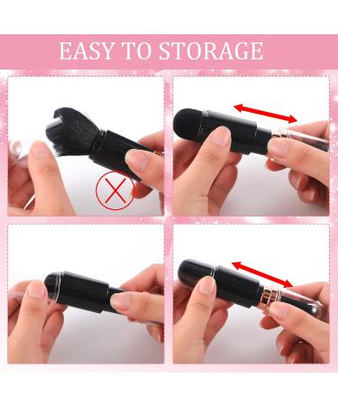 2 Sets Retractable Makeup Brush Travel Set - Mini 4 in 1 Lip & Foundation Brush - Black & White Cosmetic Brushes for Easy Application - Buy Online on GoSupps.com