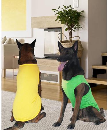 Kickred 2 Pack Summer Dog Shirts | Fast Drying & Breathable Pet Vests for Large & Medium Dogs | Lightweight Stretchy Tank Tops (XXL Grass Green & Lemon Yellow) - Buy Online on GoSupps.com