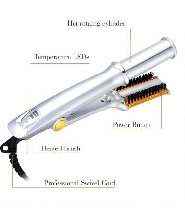 Buy 2 in 1 Rotating Curling Iron & Hair Straightener - Fast Heat Professional Hot Brush Styler with Adjustable Temperature - Ideal Hairdressing Tool - Buy Online on GoSupps.com