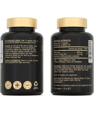 D-Mannose with Cranberry Capsules - 1000mg D Mannose & Cranberry Extract per Serving - 120 Tablets - UK Made & Vegan - High Strength Natural Dmannose Supplement for Women and Men - Buy Online on GoSupps.com