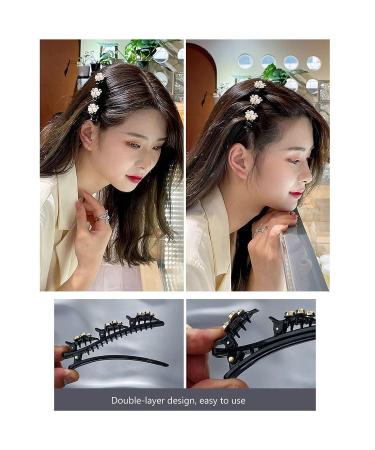 Satin Hair Bands & Clips Set for Women/Girls - 4 PCS | Clover Hairpin & Rhinestone Braided Clips - Buy Online on GoSupps.com