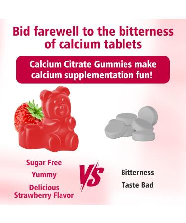 2 Packs High Absorption Calcium Citrate Gummies 1200mg - Bone & Teeth Support for Adults & Kids Vegan Sugar-Free Gummies Strawberry Flavor 120 Count 2pack - Buy Online on GoSupps.com