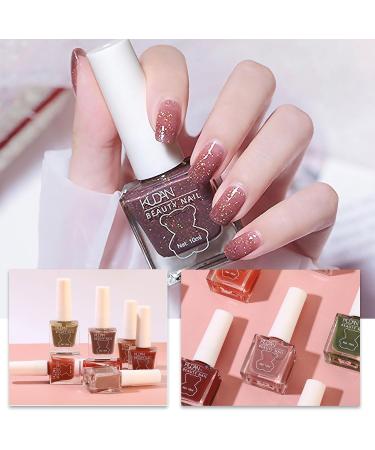TBeautfave Glitter Pink & Purple Nail Varnish Pink Nail Polish Quick Dry Nail Polish Long Lasting Nail Polish Non-Toxic Nail Polishes No Need Cure Nail Gel Polish Nail Varnish Taro flash+Star flash - Buy Online on GoSupps.com