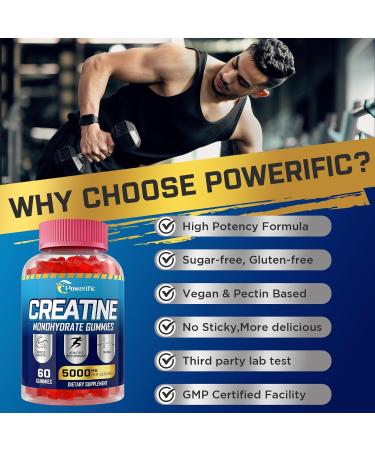 Creatine Monohydrate Gummies - Boost Strength & Energy | 60 Organic Chewable Gummies for Men & Women - Buy Online on GoSupps.com