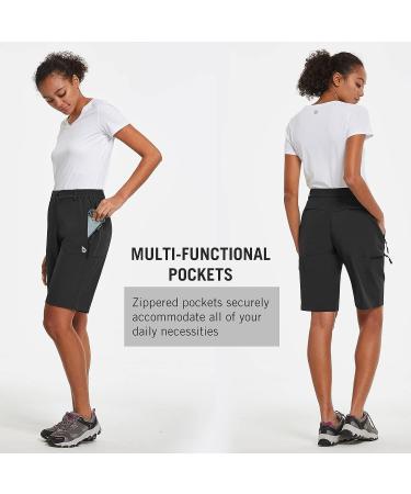 Baleaf Women's Long Hiking Shorts Quick Dry with UPF 50+ - 1 Black Large - Buy Online on GoSupps.com
