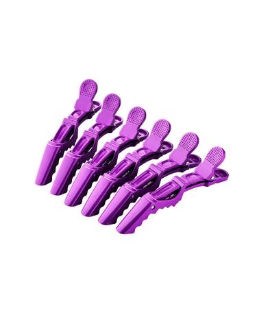 BEINY 6Pcs Plastic Non Slip Hair Clips - Professional Hairdressing Styling Sectioning Clips - Salon Alligator Clips for Thick Hair - Haircut Accessories Hairgrips for Women Girls (Purple)